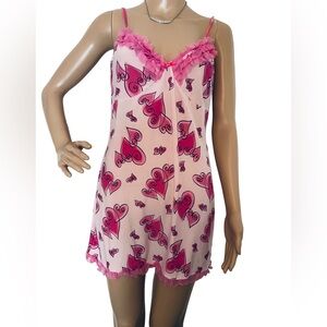 Pink heats nightie & NWT white fluffy slippers